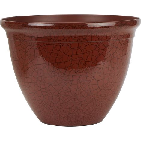 Jardinière en résine, craquelé Rouge Chili, L (1/5)
