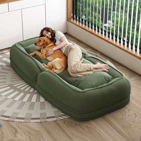 Canapé-lit pliable 90° à 180°– Canapé convertible 1 place – Sans montage – Siège compact salon chambre coin lecture petit appartement – 180x90 cm – Vert (1/5)