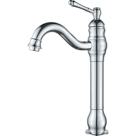 FOREHILL Robinet Lavabo Haut Rotatif à 360 °Mitigeur Lavabo Pour Salle De Bain Et Lavabo Robinet Salle Bain Robinet De Levier Monotrou Vasque, Chrome (1/5)