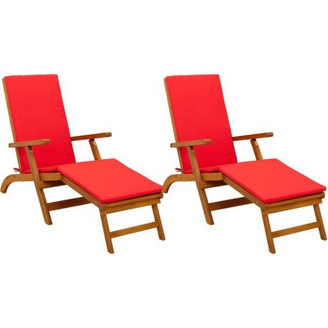 Fauteuil inclinable et pliant, ensemble deux pièces, en bois d'acacia massif. (1/5)