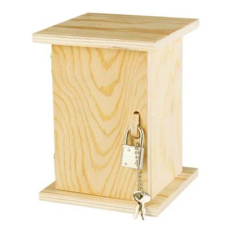 MégaCréa DIY - Tirelire en bois avec cadenas 10 x 10 x 13,5 cm