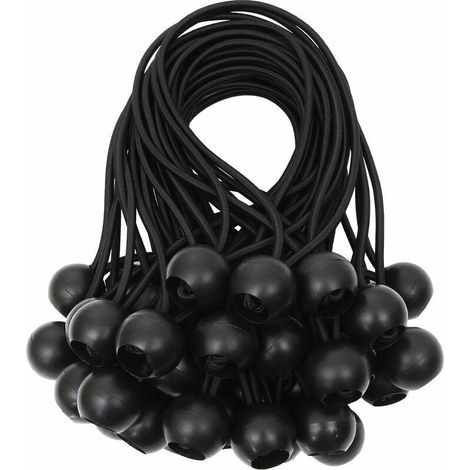 Tenditori per teloni, corde elastiche a sfera, corde elastiche in gomma per striscioni, teloni, padiglioni, tende, teli, imbracature di estensione, supporti per teloni, bianchi, 15 cm (neri, 40 pezzi) (1/5)