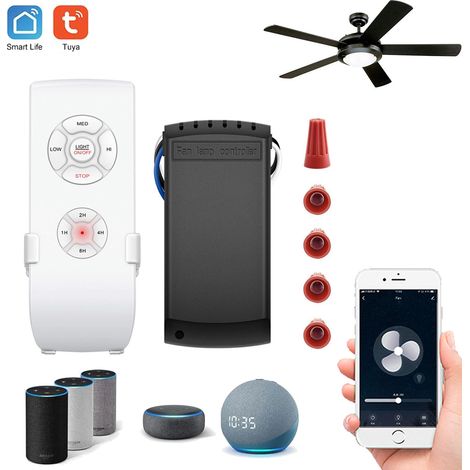 WiFi-Fernbedienungsset für kabellose Deckenventilatoren mit 4 Timern und 3 Geschwindigkeiten, 220 V 230 V Lampenlüfter-Steuerschalter, kompatibel mit Alexa und Smart Life