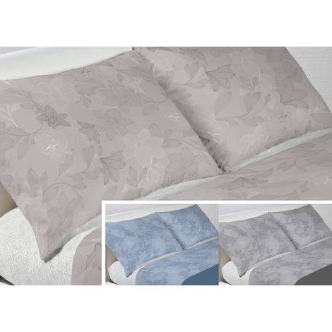 Coppia Federe Cuscino Letto Bottoni Laterali 100% Cotone Disegno Lily, misuraFederecoloreBlu (1/4)