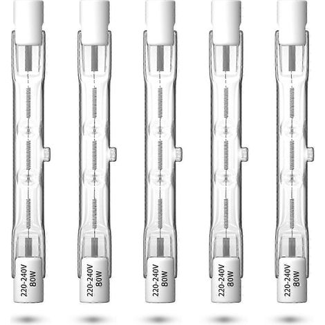 Dimmbare R7S-Halogenlampe, 78 mm, 80 W, J78 T3, warmweiß 2800 K (5er-Packung) (1/5)