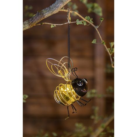 Décoration solaire: abeille 26cm, déco suspendue colorée, idéale pour arbres, balcons ou pergolas (1/3)