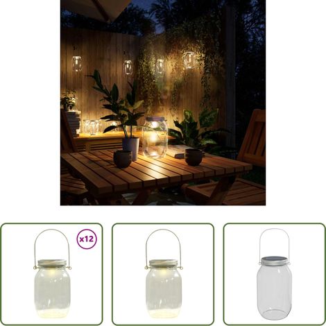 Solarleuchten Balkon - Solarleuchten Einmachglas-Design 12 Stk. Warmweiß (1/5)