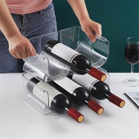 Caisse de Rangement pour Bouteilles de Vin, Casier à Bouteilles Empilable, Support de Comptoir pour Réfrigérateur, Casier à Vin (1/5)