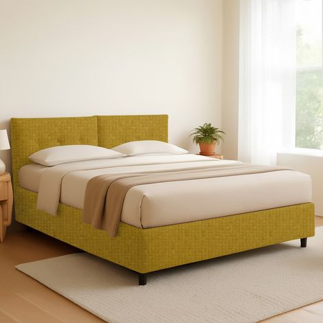 Cama Doble Derby, Desenfundable, Made in Italy, Amarillo Ocre (1/5)