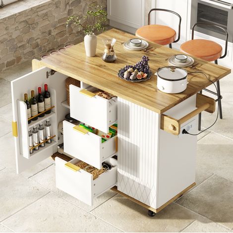 Küchenwagen mit ausklappbarer Arbeitsplatte und Rollen OKMYHOME (1/5)