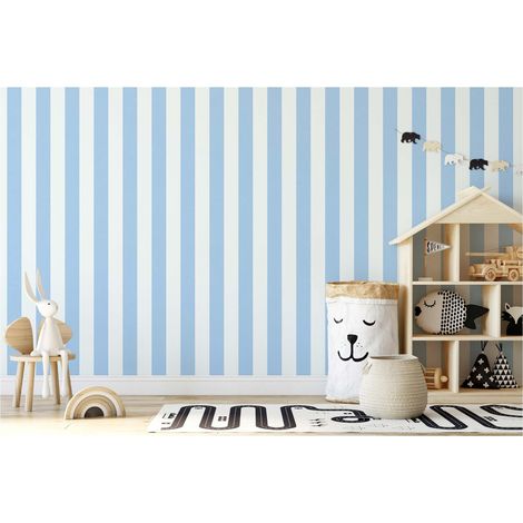 TADESSI Tapete Kinderzimmer M1-No.771 Vliestapete Blau Weiß Streifentapete Jungenzimmer Mädchenzimmer (1/5)