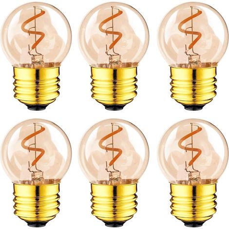 Ampoule G40 - Filament LED - Culot E27 - 2 W - 2200 K - Blanc Chaud - 360° - Pour Éclairage Extérieur et Décoratif - 6 Pièces