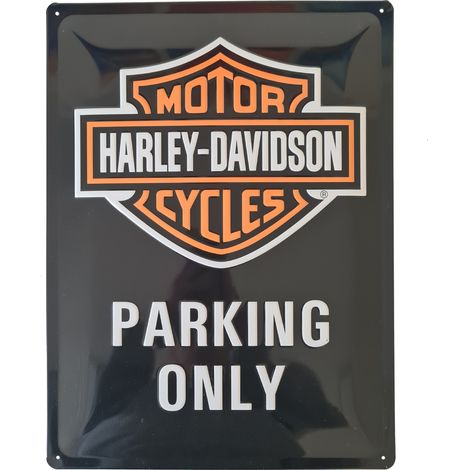 Plaque décorative en métal en relief 40 x 30 cm Harley Davidson Parking Only (1/2)