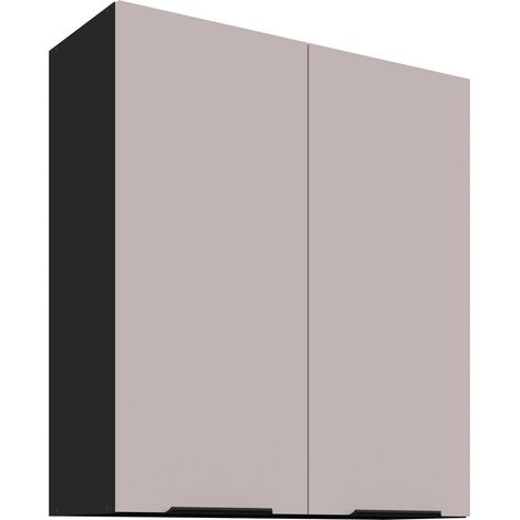 Küchen Hängeschrank 80 cm Küche ARONA Kaschmir beige matt + Schwarz matt Küchenzeile Küchenblock Küche Einbauküche (1/5)