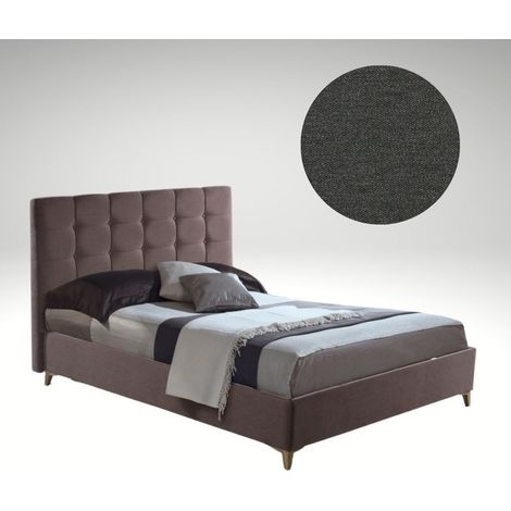 Letto matrimoniale contenitore tessuto grigio scuro Clup Monaco (1/4)