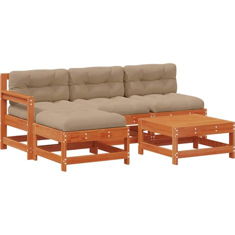 Garden Lounge Set 5 pcs Wax Brown Pine Solid Pine Wood vidaXL (1/5)