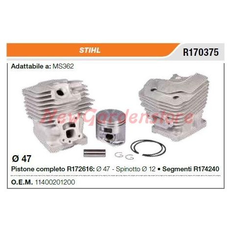 Segmentos de cilindro de pistón compatibles motosierra STIHL MS362 R170375