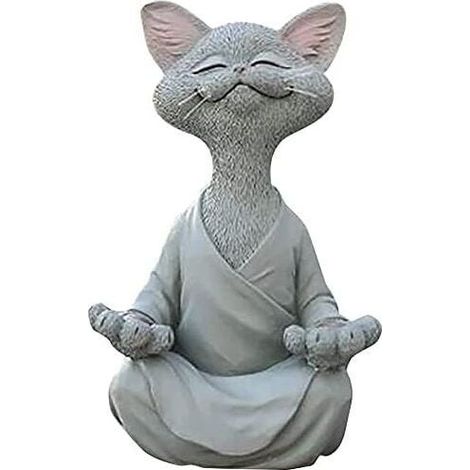 Figurine chat zen en résine – Sculpture méditation 12.5 cm – Décoration intérieure et extérieure – Cadeau amoureux des chats (1/4)