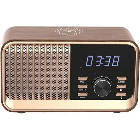 Radio-réveil avec charge sans fil rapide, Bluetooth 5.3, radio FM, port USB, emplacement pour carte TF, entrée AUX et haut-parleur stéréo 8W. (1/5)