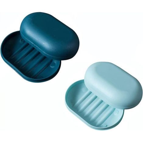 pieces (light blue + dark blue) 117cm, travel soap box, leakproof soap container, resealable soap box, shower box, hiking (1/4)