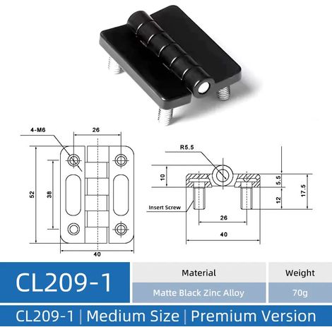 (CL209-1-ZAB-ZY) Charnière CL209 en acier inoxydable, charnière pour armoire industrielle, charnière pour armoire électrique en alliage de zinc (1/5)