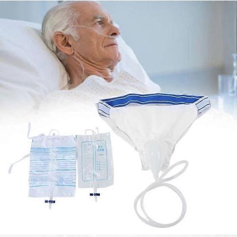 Système de recueil d'urine portable pour hommes Ibluelover, en silicone, avec poches à urine anti-fuites de 1000 ml et 2000 ml. (1/5)