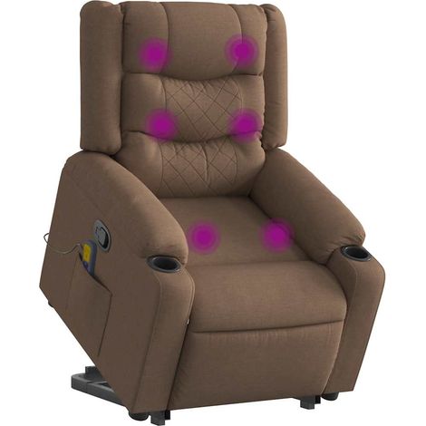 Fauteuil de massage inclinable-Chaise de relaxation-Fauteuil Relax Marron Tissu 261678 (1/5)