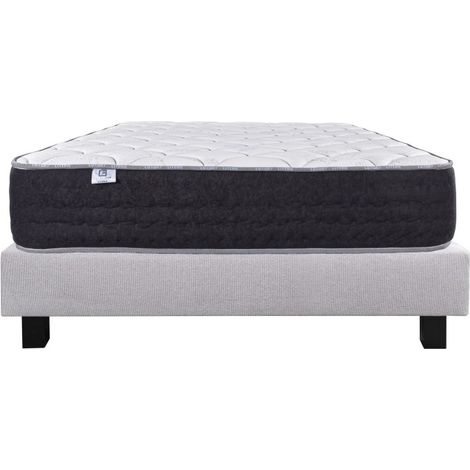 Ensemble Matelas Serenite, 27 cm, ressorts ensachés, ferme, face été/hiver + sommier gris ep20cm, 90x190cm (1/5)