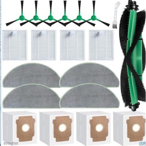 Kit d'Accessoires Complet pour iRobot Roomba Combo Essential / Vac Essential (Modèle Y0112) - 1 Brosse Principale, 6 Brosses Latérales, 4 Filtres, 4 Lingettes, 4 Sacs Aspirateur, 1 Outil de Nettoyage (1/5)