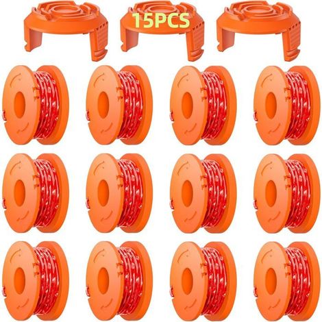 12 Pack Bobine Fil Coupe Bordure 3m - WA0004.1/WA0010 Coupe Bordures Ø1,65 mm, (12 Fil Coupe Bordure,3 Couvercle) (1/4)