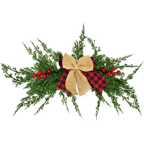 Décoration de linteau de porte de Noël 58 cm en tissu de soie, guirlande artificielle de Noël pour fenêtres et arches (1/5)