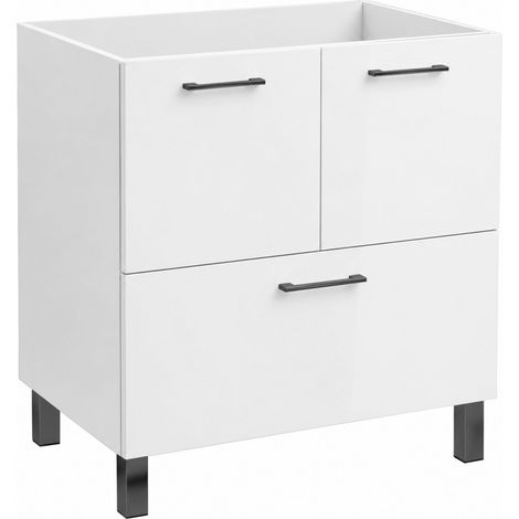 Meuble de salle de bain - Blanc - 70 cm - Sur pied - Tiroir (1/5)