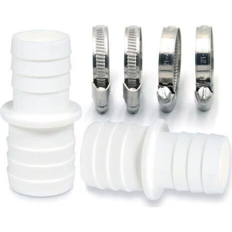 Set mit 2 Schlauchverschraubungen inklusive Schlauchschellen - Schwimmbadschlauchadapter - Doppelschlauchanschluss (2 x 32 bis 38 mm) (1/5)