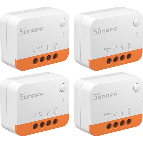 SONOFF ZBMINIL2 ZigBee Interruttore wireless (non richiede filo neutro) 4 Pack, interruttore intelligente ZigBee a 2 vie, compatibile con Alexa, Google Home, HA, richiede hub gateway ZigBee 3.0 (1/5)
