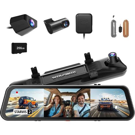 Dashcam, risoluzione 4K, visione notturna, con kit di cablaggio, scheda TF da 256 GB in omaggio. (1/2)
