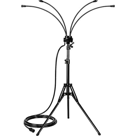 Système de brumisation extérieur réglable, brumisateur sur pied pour terrasse et jardin, pulvérisateur refroidissant portable avec 4 buses réglables (Noir)