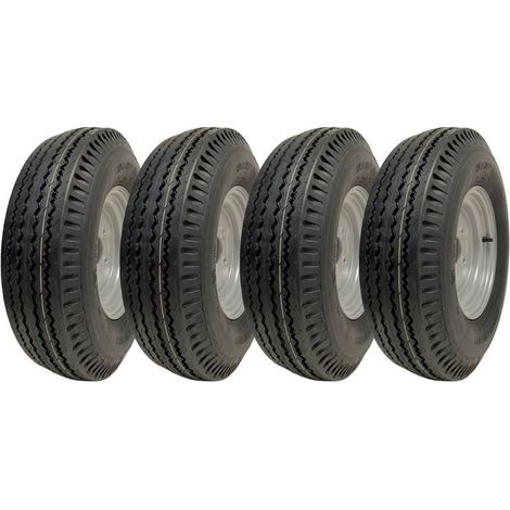 Ruota per rimorchio 5.00-10, cerchio PCD 100 mm 4 strati alta velocità legale 355 kg - Lotto di 4