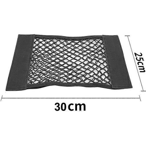 Sac de rangement pour siège arrière de voiture, organisateur de coffre en filet à double compartiment avec cordon élastique et fermeture auto-agrippante (30 x 25 cm)