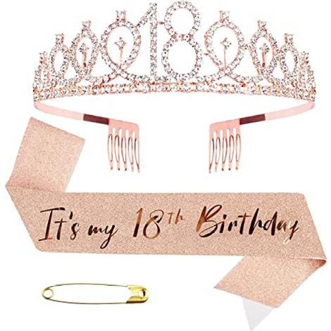 Ceinture Anniversaire - Couronne Fête 18 Ans - Accessoire Photo Anniversaire - Ensemble Ceinture + Couronne + Épingles - 1 Pièce (1/5)