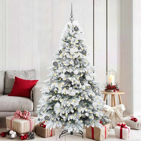 Künstlicher Weihnachtsbaum mit 300 LEDs Weiß 180 cm PE und PVC