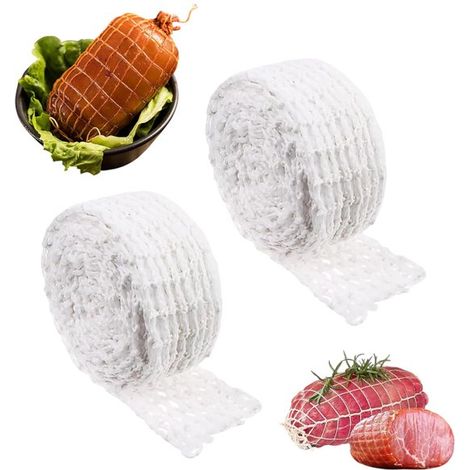 2 rouleaux de filet de cuisson élastique, filet à jambon, pour la cuisson et la conservation de la viande, du jambon et des saucisses 300 cm (blanc) (1/5)