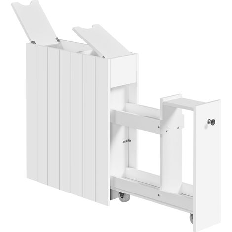 Yaheetech – Meuble de salle de bain étroit avec tiroir coulissant – Dimensions 50 × 17 × 58 cm – MDF blanc résistant à l'eau – Rangement pour papier toilette et serviettes