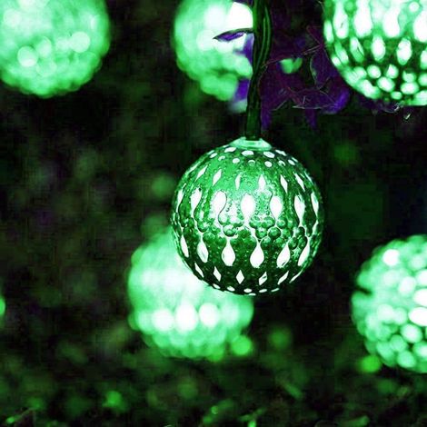 Guirlande Lumineuse Solaire,12 m 100LED 8 modes, guirlandes lumineuses Globe Fairy, lumières décoratives marocaines, pour arbre, patio, cour, mariage, fête, intérieur (Multicolore)