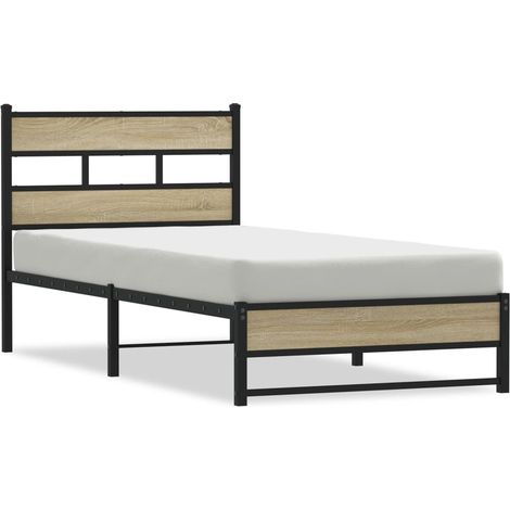 Maison Exclusive - Metallbett ohne Matratze Sonoma-Eiche 100x200 (1/5)