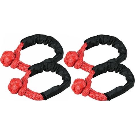 Lot de 4 cordes à manille souple rouge de 1/2 pouce, sangle de récupération de remorque synthétique, pièces de voiture, corde de remorquage. (1/5)