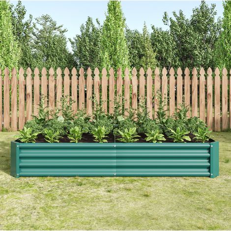 Orto rialzato 180x90x30 cm in acciaio verde senza fondo per giardino - MEUBLIV (1/5)