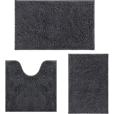 RUN HELIX Tapis De Bain Chenille Ultra Doux Antidérapant, Set de Tapis de Bain Absorbant 3 Pièces (1/5)