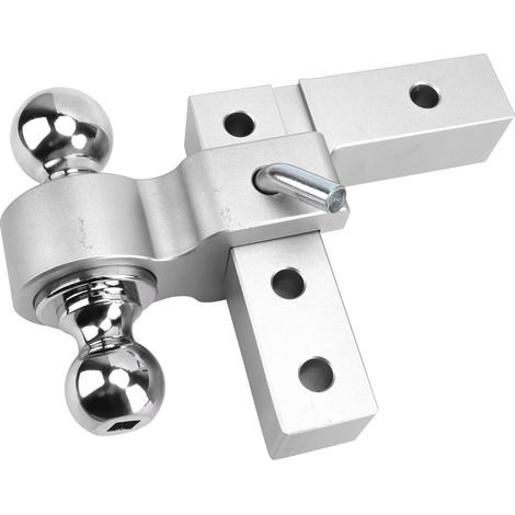 Doppelkugel-Anhängerkupplung mit verstellbaren Verriegelungsbolzen, 15 cm, silberfarbenes Aluminium für 2-Zoll-Aufnahme (1/5)