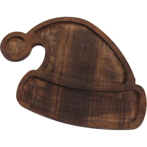 Plateau de service décoratif, centre de table, assiette à fruits en bois, plateau compartimenté pour biscuits et sandwichs-Santa hat (1/5)