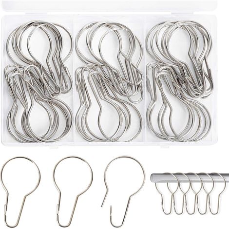 40 Duschvorhangringe, Vorhangringe für Badezimmer, Wohnzimmer, Schlafzimmer (Silber)
